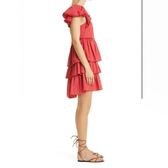 EUC Cinq a Sept Marcia Eyelet Tiered Cotton Dress - Picture 3 of 6